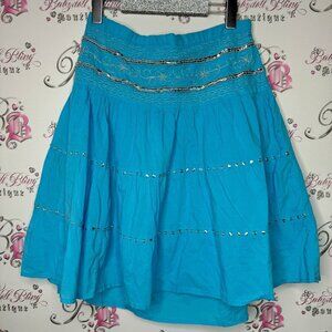 Peppermint bay skirt blue sequins floral embroidery ruffle, frilly bohemian